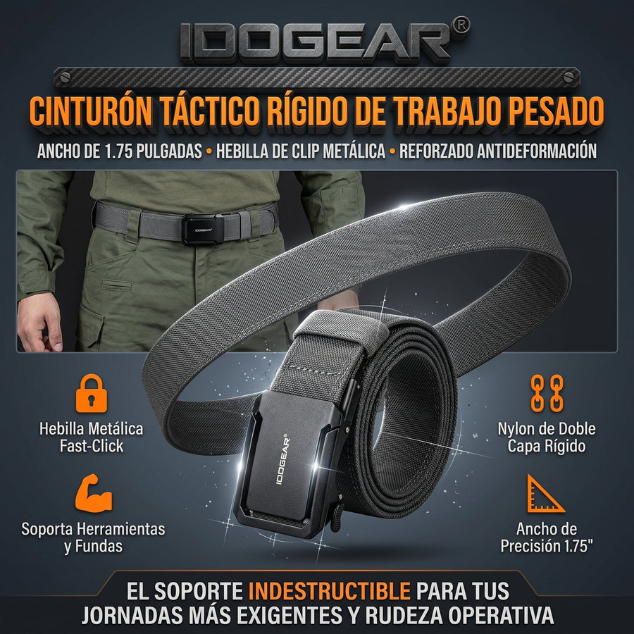 Cinturon Tactico Rigido IDOGEAR - Trabajo Pesado - Hebilla Metalica 🪖