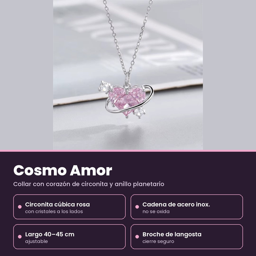 Cosmo Amor — Collar Corazón con Anillo Planetario