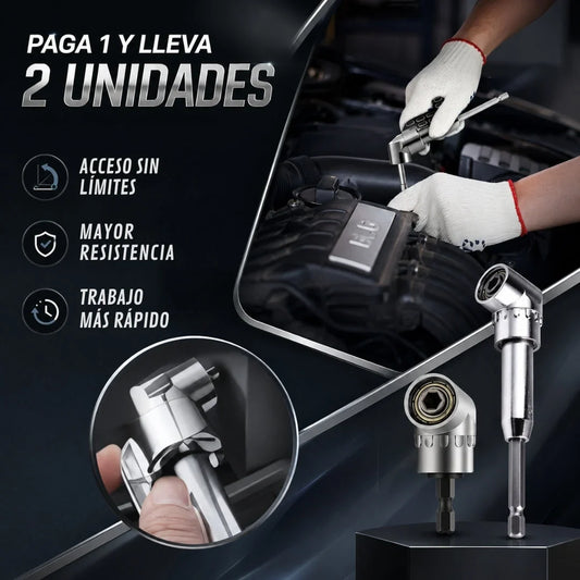 Adaptador de Taladro 90° — Ángulo Recto Grande + Pequeño (2x1)