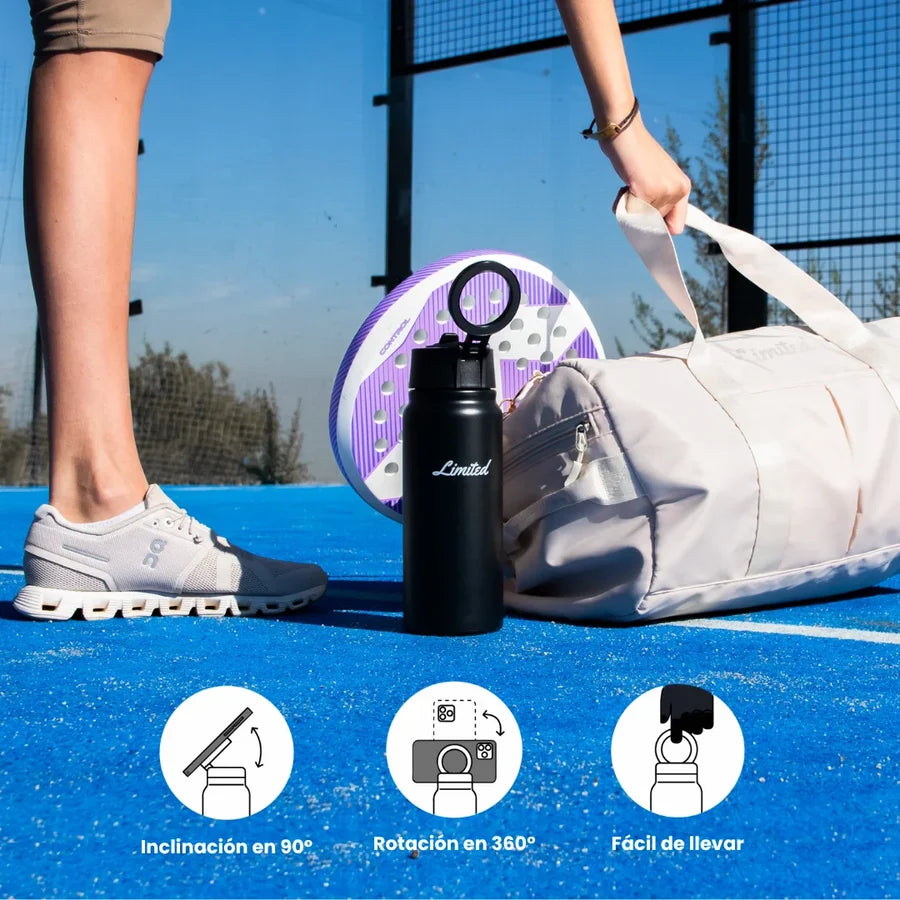 GrabBottle MagSafe™ — Botella Térmica 800 ml con Trípode para Celular
